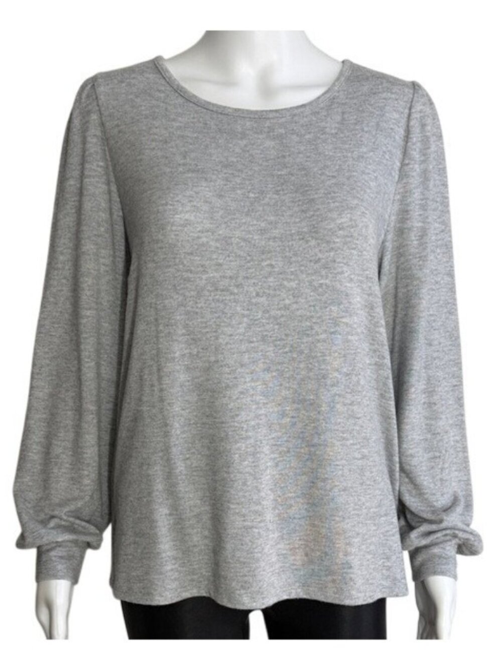 LOFT Gray Open-Back Balloon Sleeve Knit Top – Size M